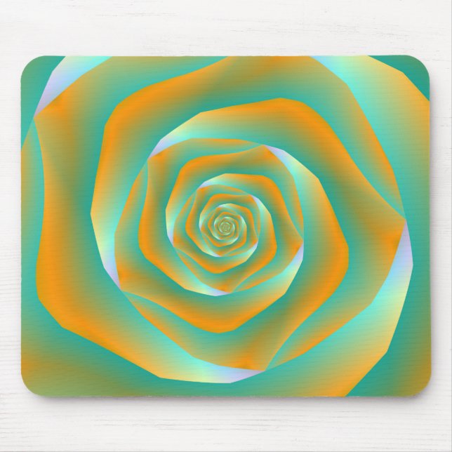 Orange och Grönt Spiral Ro Mousepad Musmatta (Framsidan)