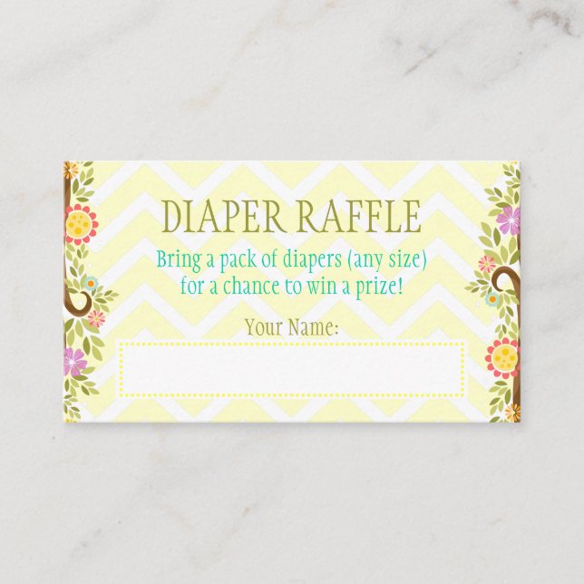 Orange och Grönt Uggla - Diaper Raffle Biljett Tilläggskort (Framsida)