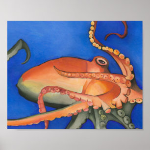 Orange och gröntbläckfisk poster