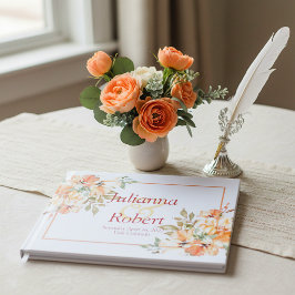 Orange och gul akvarell blommande bröllopsgäst gästböcker