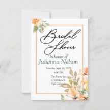 Orange och gul akvarell blomsterinbjudan