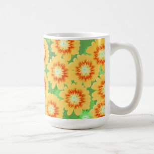 Orange och gul blomsterdesign kaffemugg