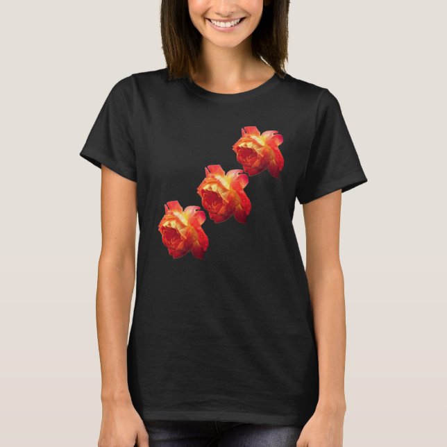Orange och Gul ros blomma T Shirt (Framsida)