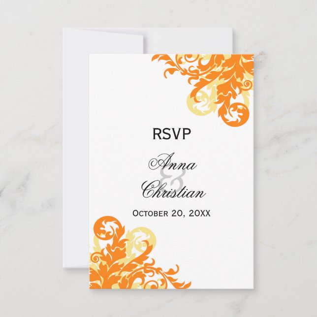 Orange och gula höftbröllop RSVP-kort Inbjudningar (Framsida)