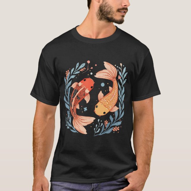 Orange och gula koi-fiskar  t shirt (Framsida)