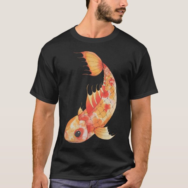 Orange och gula simmande Koi T Shirt (Framsida)