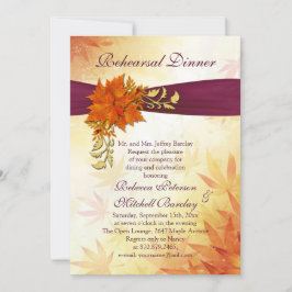 Orange och guld autumnal löv Rehearsal Dinner Inbjudningar