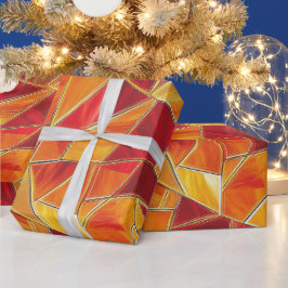 Orange och guld Glasmosaikmönster Presentpapper