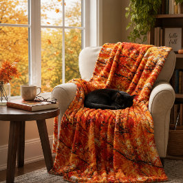 Orange och Guld Höst löv Fleece Blanket