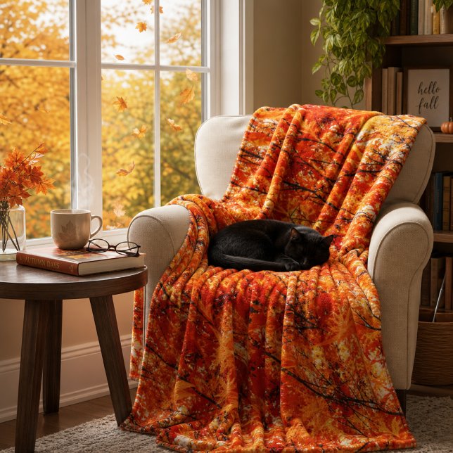 Orange och Guld Höst löv Fleece Blanket (Skapare uppladdad)