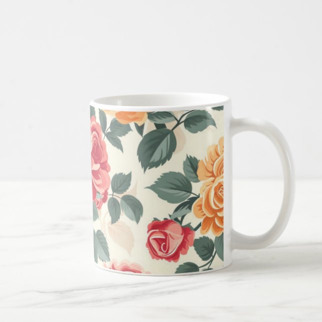 Orange och guld ros blomster  kaffemugg (Höger)