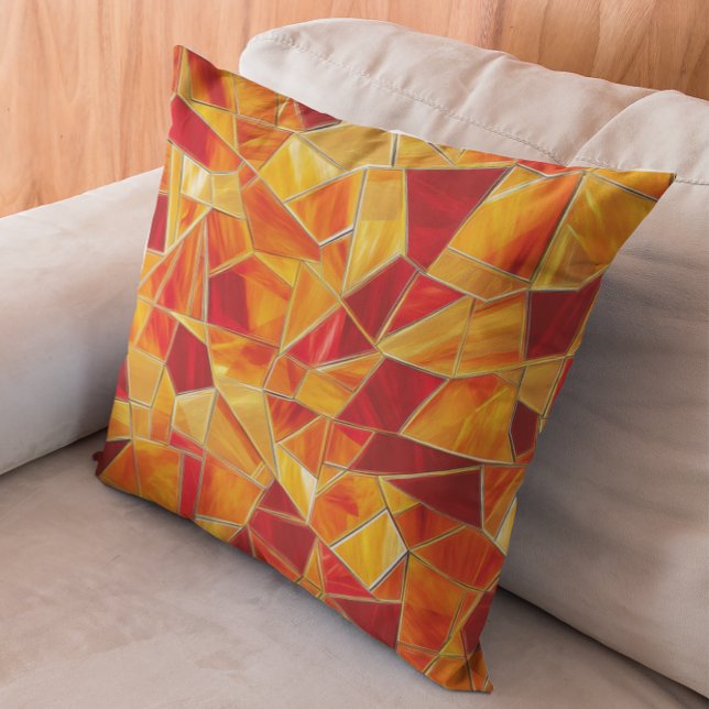 Orange och guldglasad mosaikmönster kudde (Skapare uppladdad)