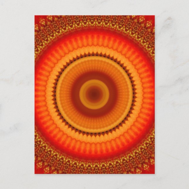 Orange och Gult Blommigt Mandala Vykort (Framsida)