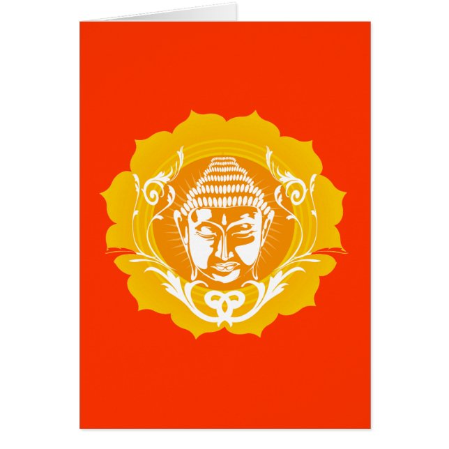 Orange och Gult Buddha Hälsningskort (Framsidan)