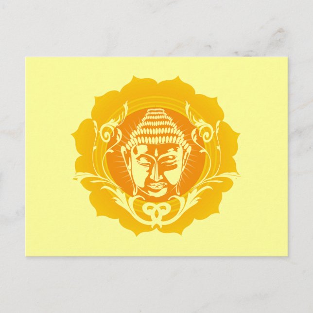 Orange och Gult Buddha Vykort (Framsida)