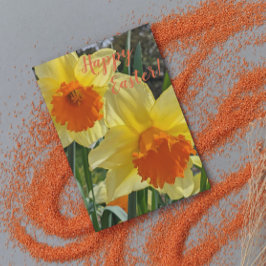 Orange och Gult Daffodils Blommigt Påsk Helgkort