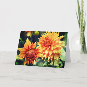 Orange och Gult Dahlia Flowers kommer snart bra Kort