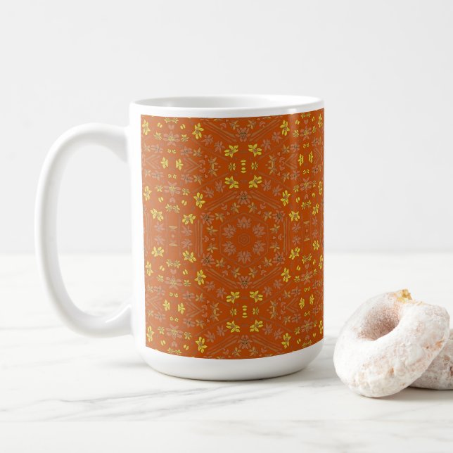 Orange och Gult Design Big Mugg (Med munk)