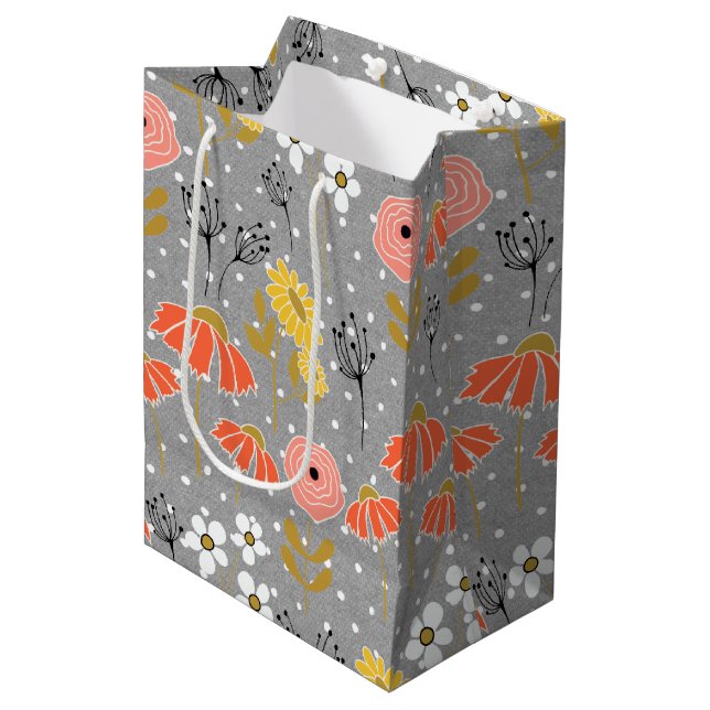 Orange och Gult Doodle Flower Medium Gift-fack (Framsidan Vinklad)