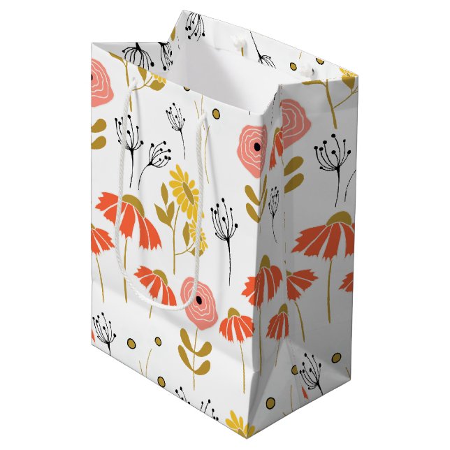 Orange och Gult Doodle Flower Medium Gift-fack (Framsidan Vinklad)