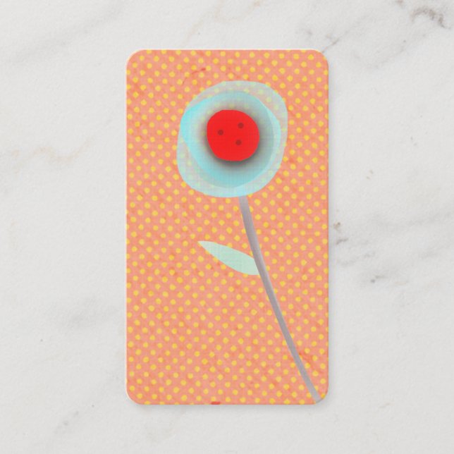 Orange och Gult för blå Blommigt Visitkort (Framsida)