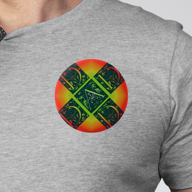 Orange och Gult för pappa Finare Knapp (Dad Fancy Text Orange and Yellow Button)