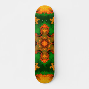 Orange och Gult för Psychedelic Mandala Flower Grö Mini Skateboard Bräda 18,5 Cm