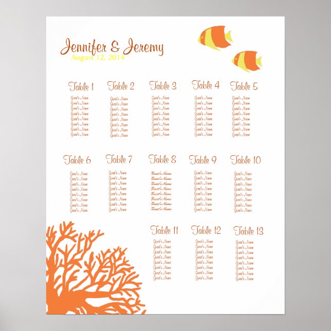 Orange och Gult för Tropiska fisksäten Poster (Framsidan)