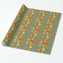 Orange och Gult Giraffe Wrapping Papper Presentpapper