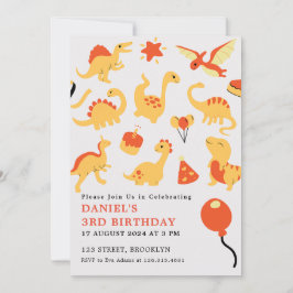 Orange och Gult Illustration Barns födelsedag Part Inbjudningar