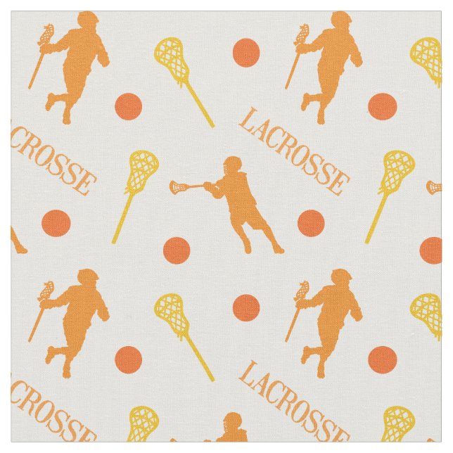 Orange och Gult Male Lacrosse Player Mönster Tyg (Närbild)