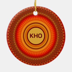 Orange och Gult Mandala Julgransprydnad Keramik