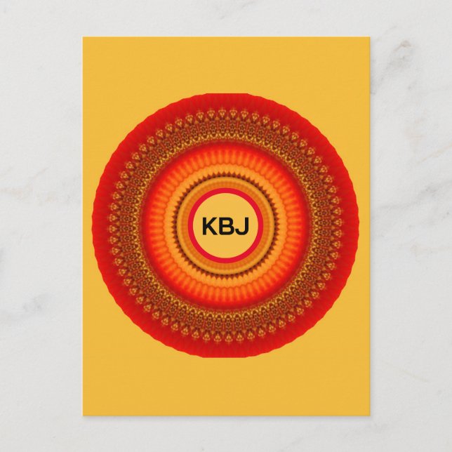 Orange och Gult Mandala Vykort (Framsida)