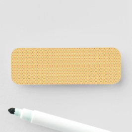 orange och gult med cirklar namnbricka