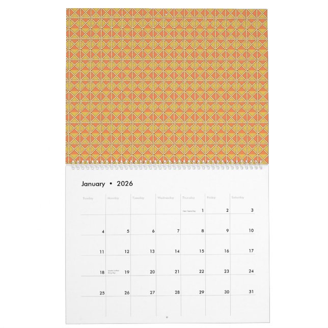 orange och gult med mönster kalender (Jan 2026)