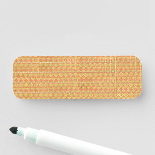 orange och gult med mönster namnbricka