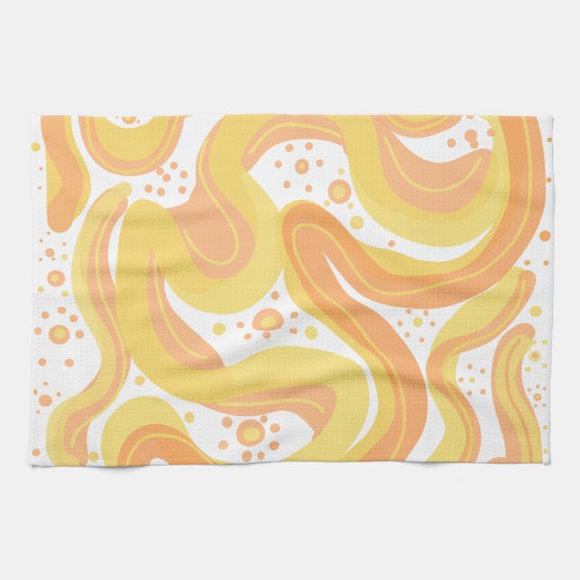 Orange och Gult med punkter Kökshandduk (Horisontell)