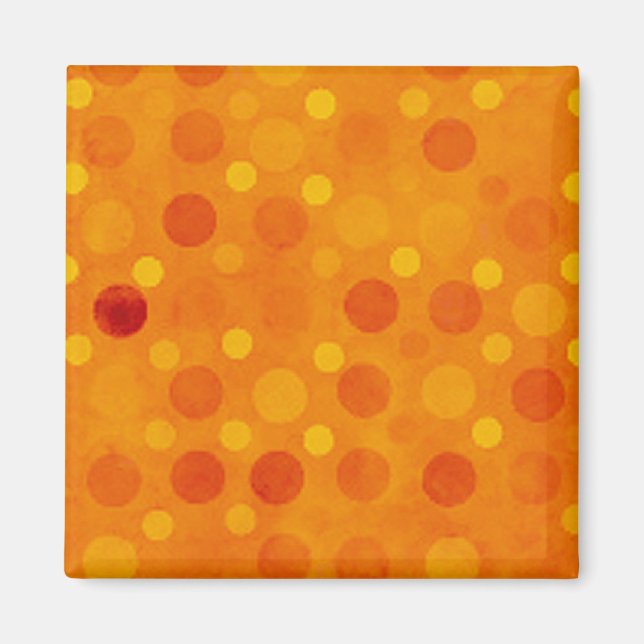 Orange och Gult Polka dots Magnet (Framsidan)