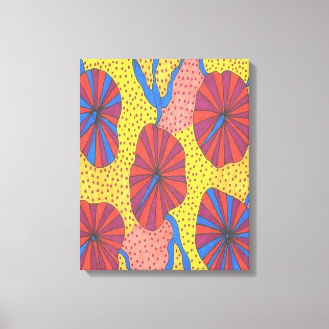 Orange och Gult Retro Funk Abstrakt Art-utskrifter Canvastryck (Framsida)