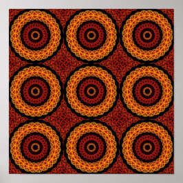Orange och Gult Retro Mandala Poster