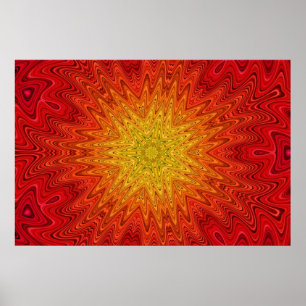 Orange och Gult Sol/Star/Heart Mandala Poster