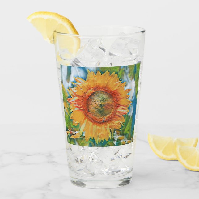 Orange och gult solrosglas Kopp (Framsida Ice)