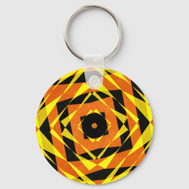 Orange och gult strimlad diamant mönster nyckelring (Framsida)