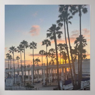 Orange och Gult Sunset Oceanside California Poster