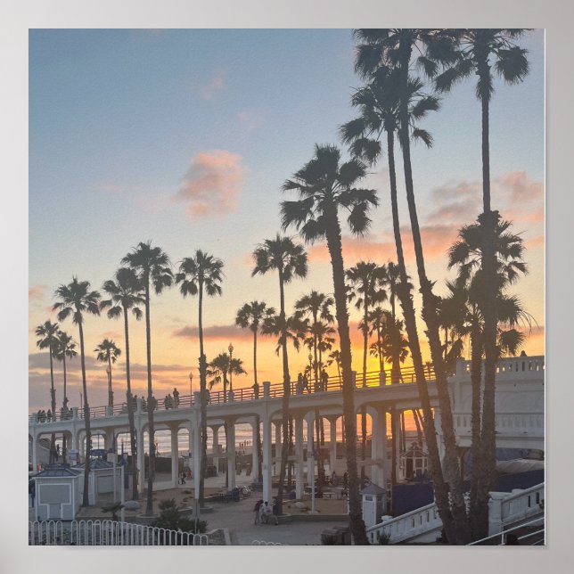 Orange och Gult Sunset Oceanside California Poster (Framsidan)