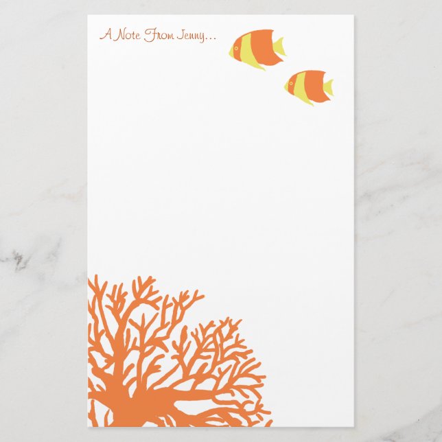 Orange och Gult Tropical Angelfish Brevpapper (Framsida)