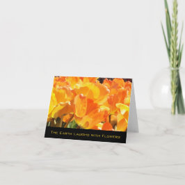 Orange och Gult Tulips Earth Laughs med Flowers Anteckningskort