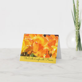 Orange och Gult Tulips Earth Laughs med Flowers Anteckningskort