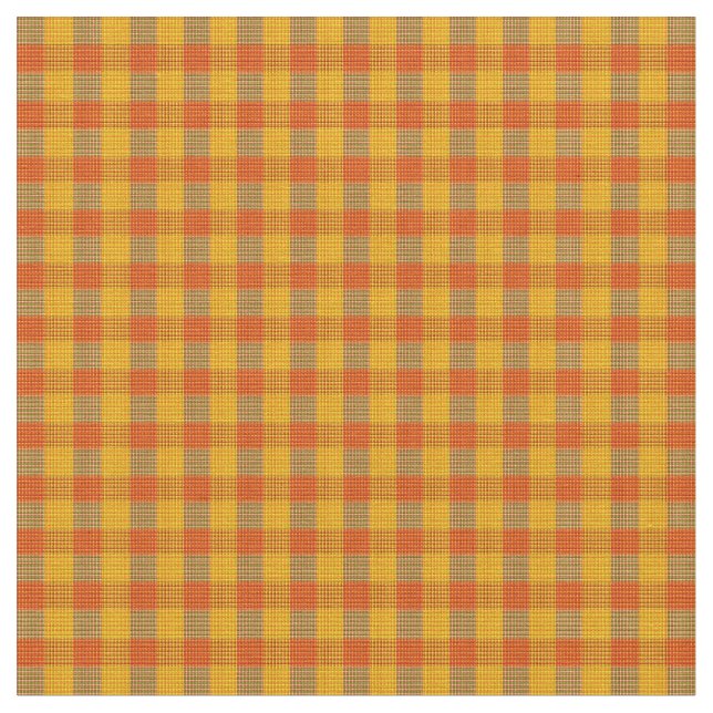 Orange och Gult vid utskrift av Tartan, Tyg (Närbild)