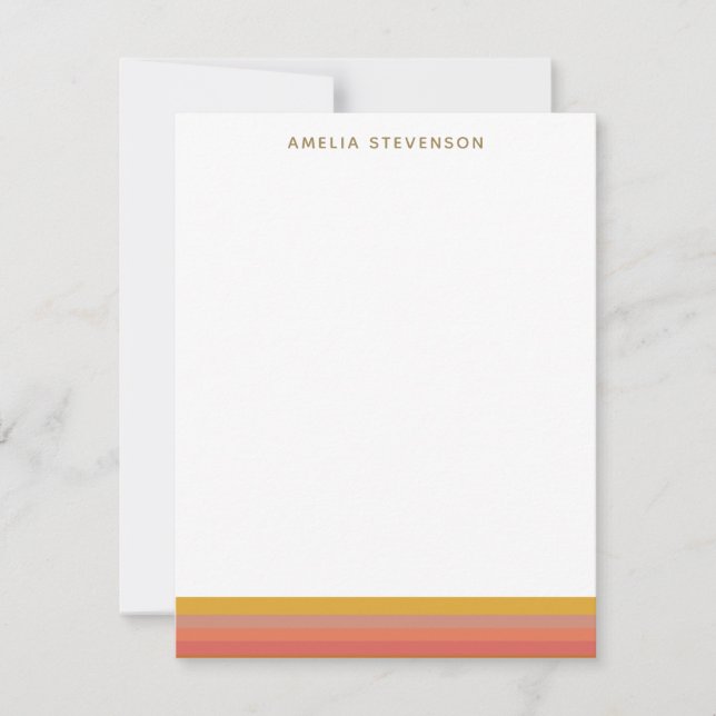 Orange och Gult Warm Rand Geometric Namn Anteckningskort (Framsida)